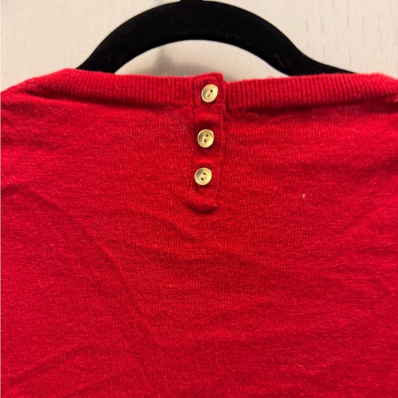 Talbots Sweater Crew Neck W/Button Back Closure LambswoolNylonBlend Red SZ L EUC - Picture 2 of 6